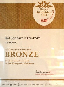 Bronze-Auszeichnung für "Sortimentsvielfalt" in der Kategorie "Hofläden"